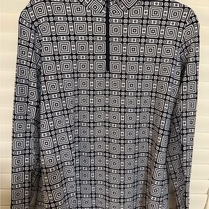 IBKUL Black and White Geometric Pattern Shirt XL